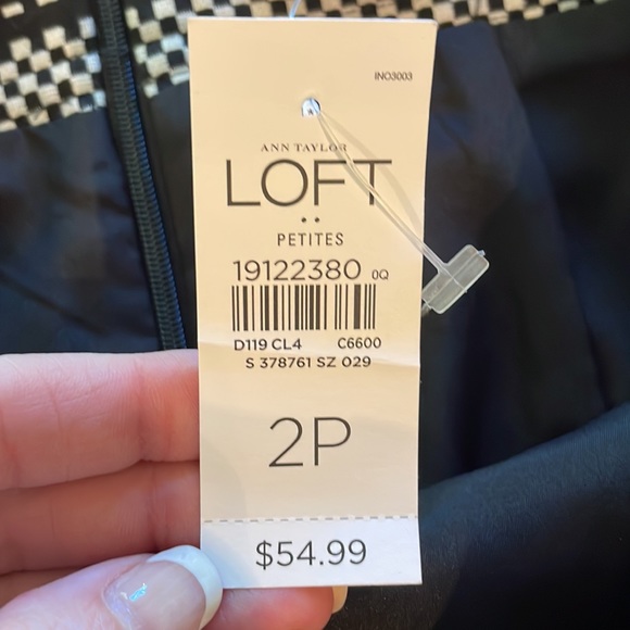 🆕 Ann Taylor LOFT Black and White Stripe Check Patterned Mini Skirt Size 2P - Picture 6 of 8